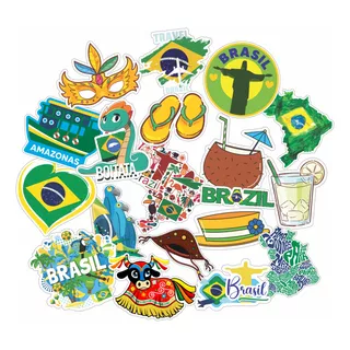 Cartela De Adesivos Brasil Carnaval Samba Turismo Viagem Br