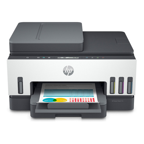 Impresora a color multifunción HP Smart Tank 750 con wifi blanca y gris 100V/240V