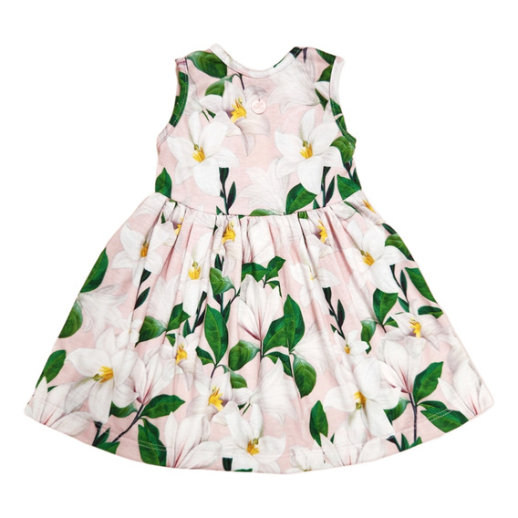 Vestido Mini Anima Estampado Verano Bebe Kids Lirios Rosa