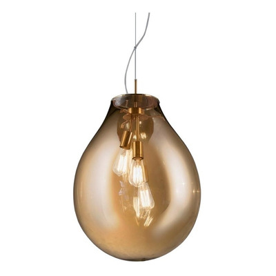 Lampara Colgante Vidrio Gota Cognac Bronce Xl Led Deco Gmg