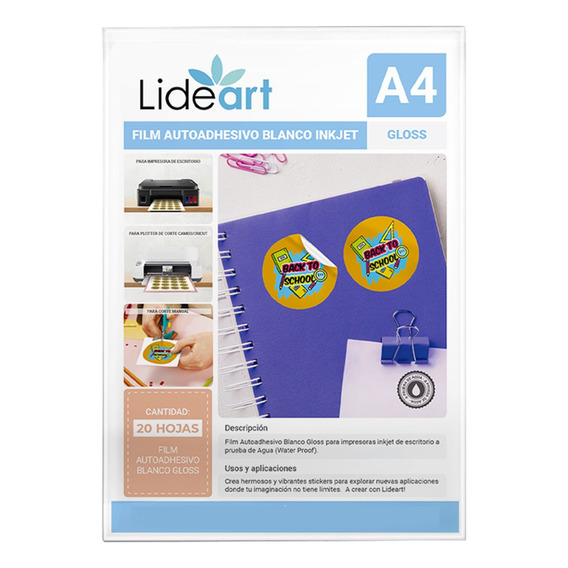 Vinil Autoadhesivo Imprimible Blanco Gloss Para Inkjet A4