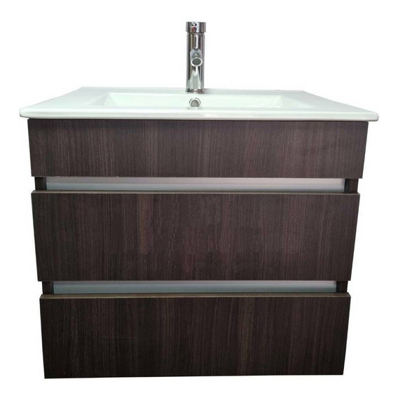 Vanitorio Modern Space MS60AC de 60cm de ancho, 50cm de alto y 47cm de profundidad, con bacha color blanco y mueble chocolate