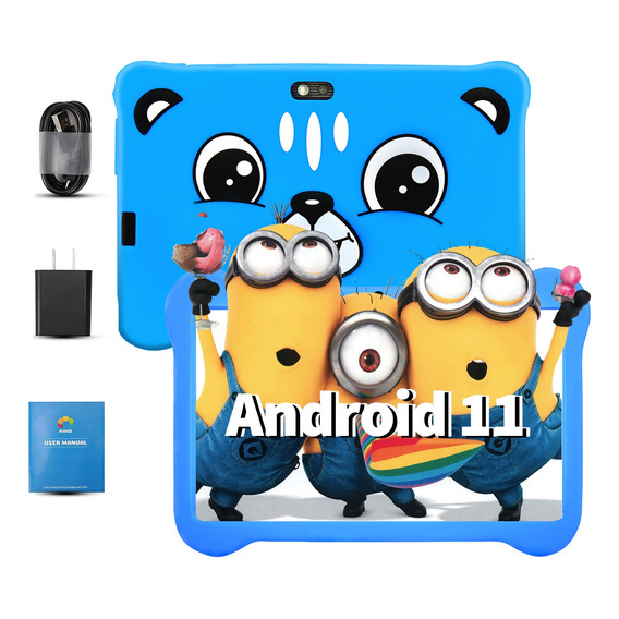 Tableta 7'' Para Niños 2+32gb Android 11 Azul Rosa Con Funda