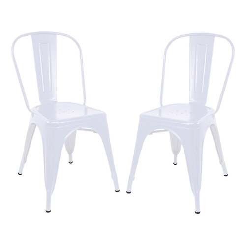 Set De 2 Sillas Tipo Tolix Metal Vintage Minimalistas Hogar Color de la estructura de la silla Blanco Color del asiento Blanco