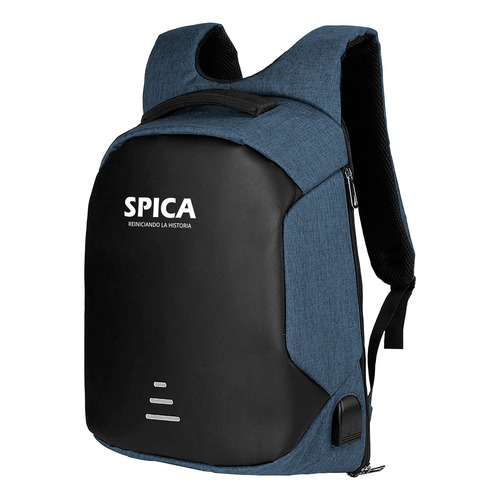 Mochila Antirrobo Impermeable Spica M-20 Usb Porta Notebook Color Azul Diseño de la tela Poliéster