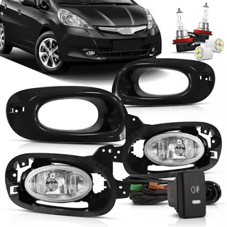 Kit Farol Milha Neblina New Fit 2012 2013 2014 Moldura Preta