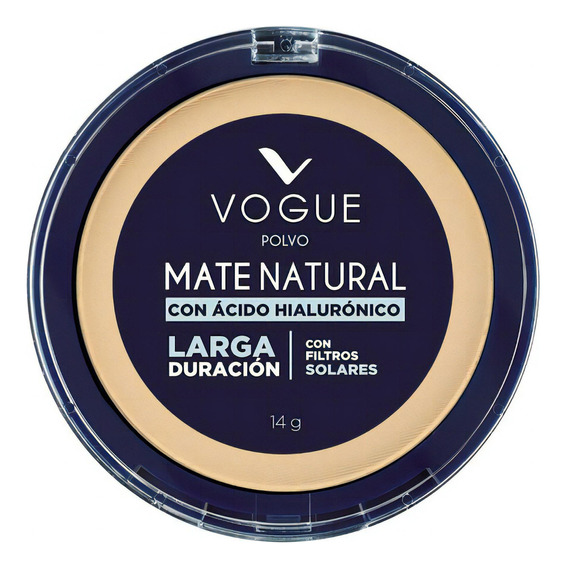 Base de maquillaje en polvo Vogue Mate Natural Polvo Compacto Polvo Compacto Vogue Mate Natural De Larga Duración tono trigueño - 14mL 14g