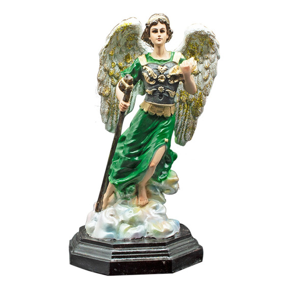 Arcangel San Rafael Angel Escultura 35 Cm Ojo De Vidrio
