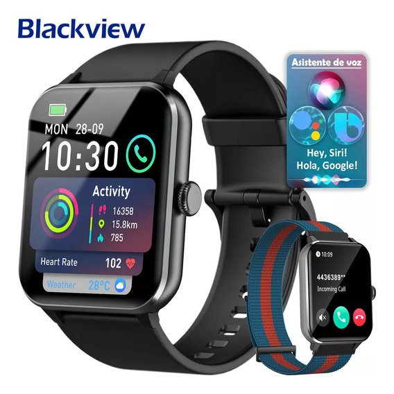 Iowodo Reloj Smartwatch Blackview R50 1.85 Smart Watch Reloj Inteligente Lcd Fitness Bluetooth Color De La Caja Negro