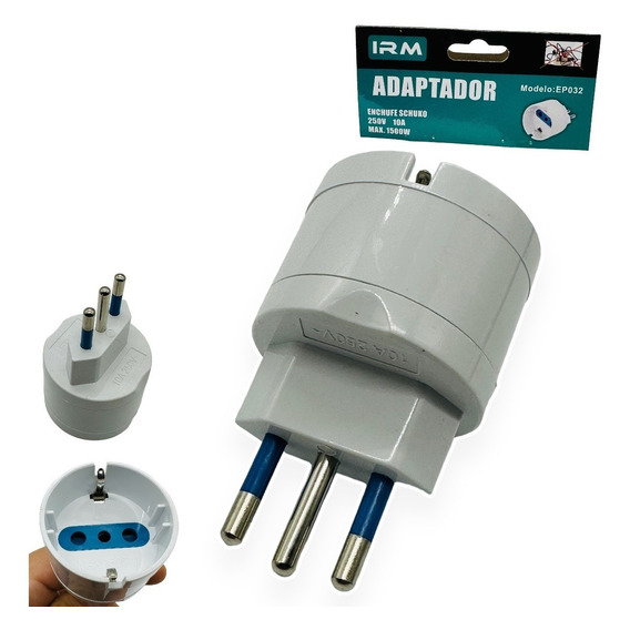 Adaptador Simple Enchufe Europeo Americano Schuko 10a 1500w