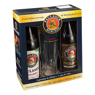 Kit Cerveja Alemã Paulaner 2 Garrafas 500 Ml + 1 Copo Vidro