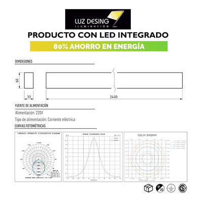 Perfil Led Dyna Negro 240cm Dinámico Lineal 50w Lk  