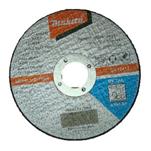 Disco Para Corte Metal 4.1/2 X3/32 X7/8 Larg Makita D-18306