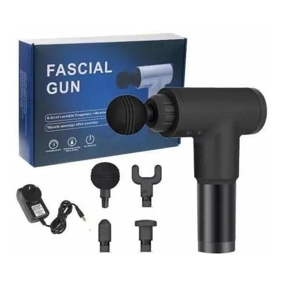 Pistola Fascial Gun Masajeador Muscular 4cabezales 6 Niveles