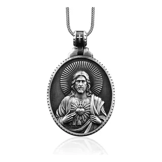 Medalla Collar Sagrado Corazon De Jesús Plata 925: Regalo