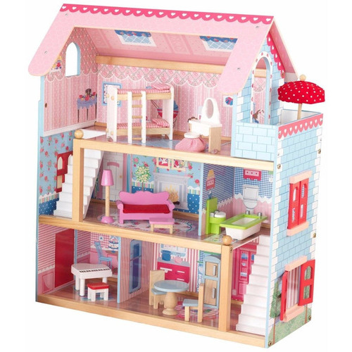 Casa De Muñecas Kidkraft Chelsea Doll Cottage Wooden Dollhou Color Rosa