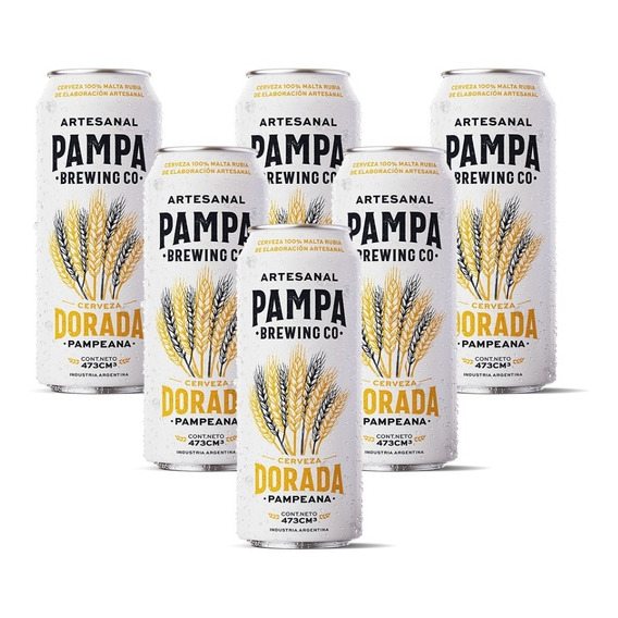 Cerveza Pampa Dorada Pampeana 473cc Pack X6 Latas