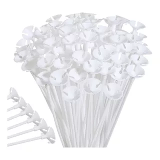 50pcs De Plástico Blanco Para Globos  Popote Y Copa 32cm