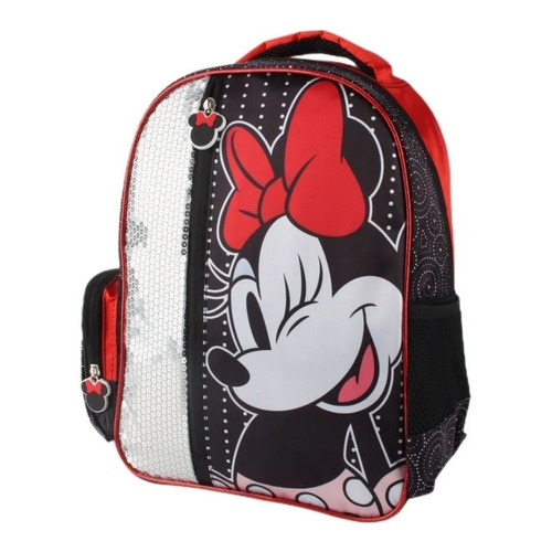 Mochila Escolar Minnie Mouse Disney Lentejuelas