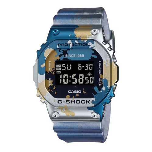 Reloj Casio G-shock Gm-5600ss-1 Hombre Ts Color de la correa Azul Color del bisel Azul Color del fondo Negro