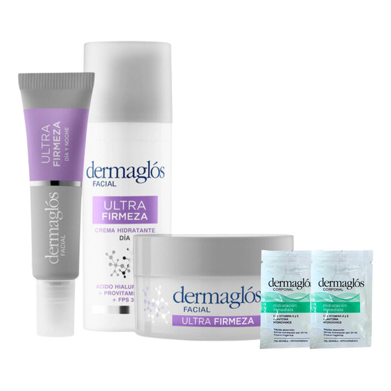 Kit Facial Dermaglós Ultra Firmeza Crema Dia + Noche + Ojos