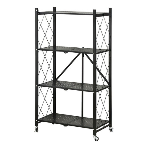 Estante Rack Plegable Con 4 Niveles Color Negro