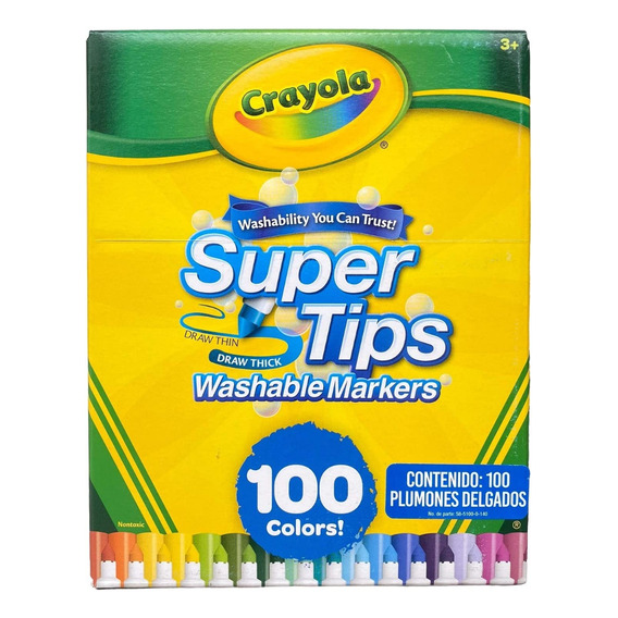 100 Plumones Crayola Supertips Lavables 