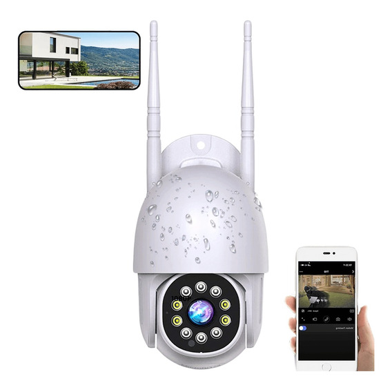 Cámara Ptz De Seguridad Wifi Exterior Ip 1080p Hd Con Alarma