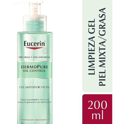 Eucerin Dermo Pure Oil Control Gel De Limpeza Facial Eucerin Dermopure día/noche para piel grasa de 200mL/204g