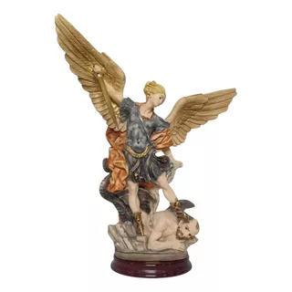Estatua San Miguel Arcangel 42cm Marmol Angel Italy Garantia
