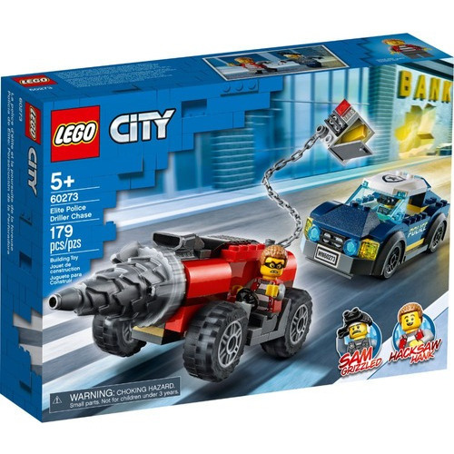 Lego City Policía Persecución De La Perforadora 60273 Cantidad de piezas 179