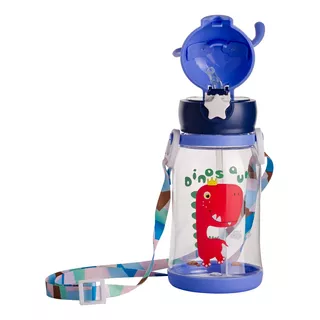 Garrafa De Água Portátil Alce Criança Infantil Com Desenho Cor Azul