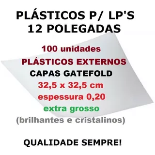 100 Plásticos Externos P/ Lp Vinil Capa Gatefold 0,20 Grosso