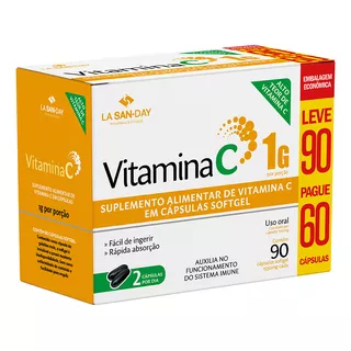 Vitamina C 1g Leve 90 / Pague 60 Cáps - La San-day Sabor Without Flavor
