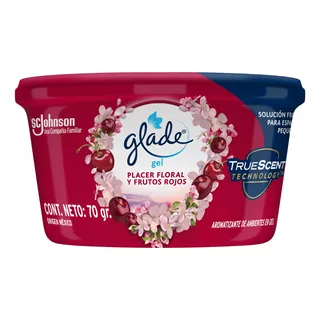 Glade Mini Gel Placer Floral Y Frutos Rojos X 70gr X 6 Unid