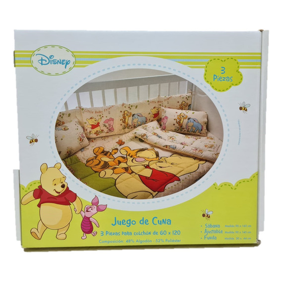 Jgo Sábanas Cuna Disney Winnie Piñata Oficial Algodón 60x120