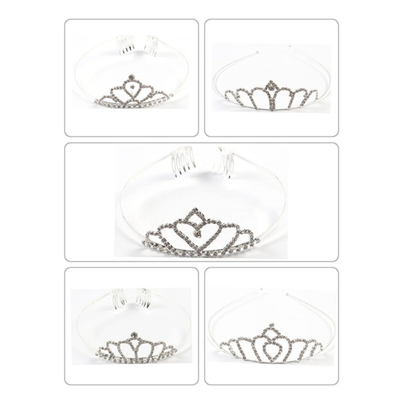 Pack 3 Unid Diadema Tiara Corona Diseño Princesa De 4*12 Cm.