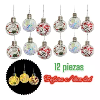 12pz Esfera Navideña Moderna Con Luz Led Decorativa #8