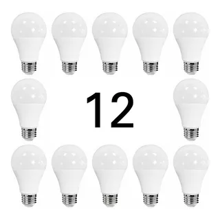 Paquete 12 Focos Led 9w 127v A60 Luz Blanca 800lm, Philco