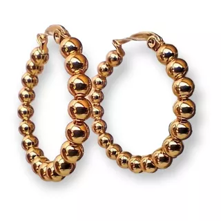 Argollas Aros Minimalista Esferas Hoop Chapadas En Oro 18k