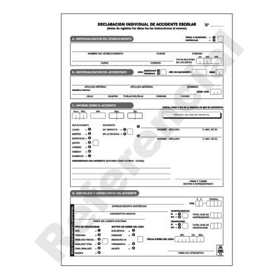 Libro Declaracion Accidente Escolar 5°copia Autocopiad Buho 