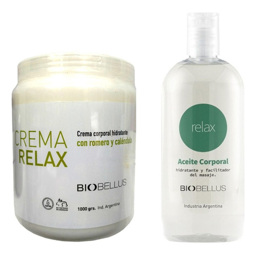  Crema Masajes Musculares 1kg + Aceite Relax 500ml Biobellus Tipo De Envase Pote Tipos De Piel Normal