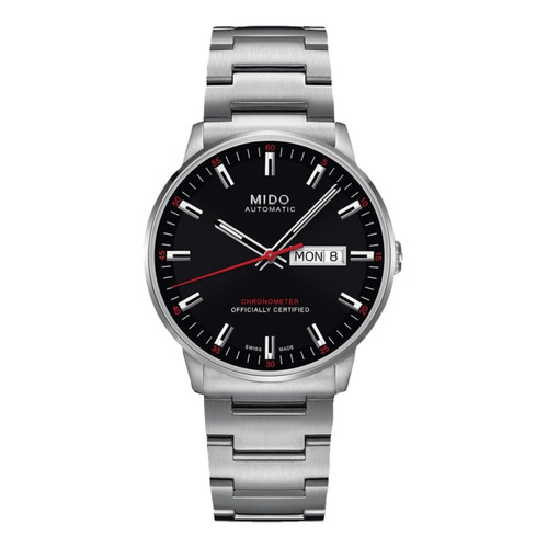 Reloj pulsera Mido M021.431 con correa de acero inoxidable color gris - fondo negro