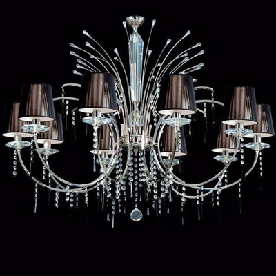 Araña Colgante Reina 10 Luces Columna Cristal Facetado Rd Cromo