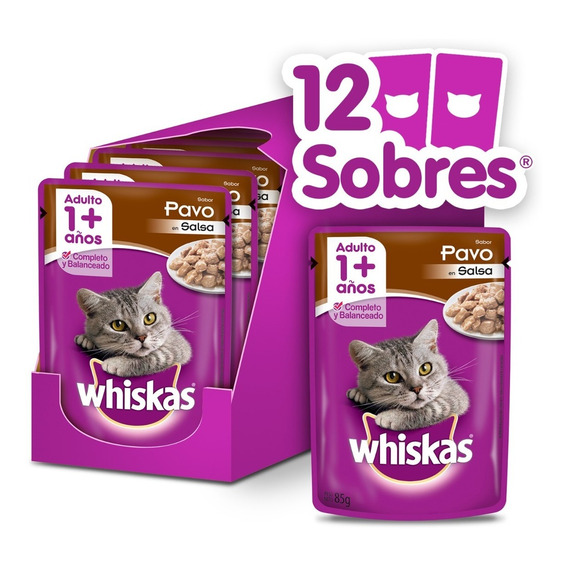 Whiskas Alimento Húmedo Sobrecito Gato Pavo Salsa 12 Un