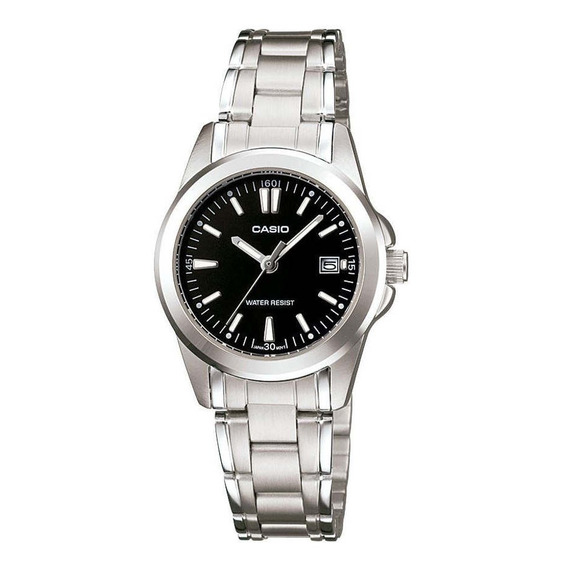 Reloj Casio Linea General Ltp-1215a-1a2df Mujer Color de la correa Plateado Color del bisel Plata Color del fondo Negro