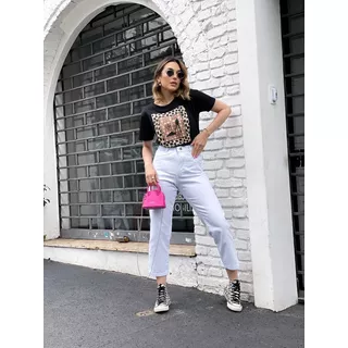 Calça Jeans Feminina Mom Colorida  Lançamento Da Moda 