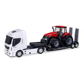 Caminhão Plataforma Iveco Com Miniatura Trator Case Magnum