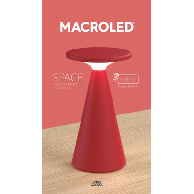 Velador De Mesa Space Rojo Inalámbrica Led Mc