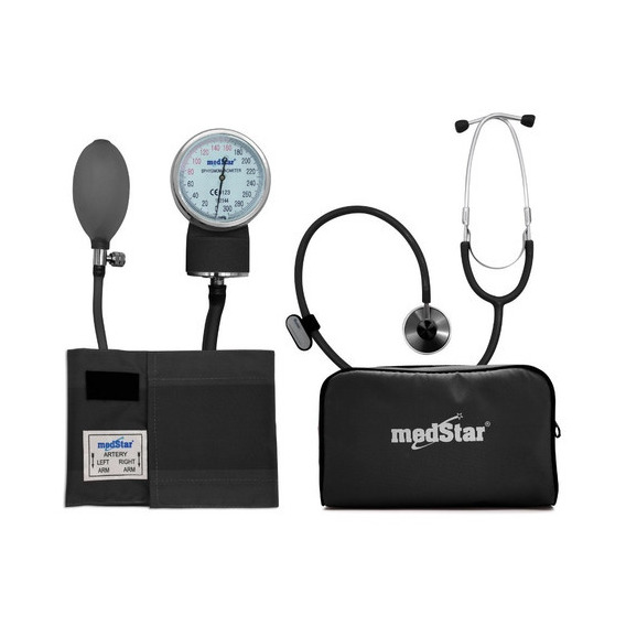 MedStar SLIHS50AF Baumanómetro Aneroide Kit Con Estetoscopio De Una Campana Color Negro